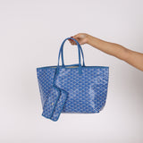 Goyard Goyardine Saint Louis PM Tote Blue Coated Canvas