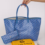 Goyard Goyardine Saint Louis PM Tote Blue Coated Canvas