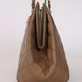 Chanel 1996 Dark Beige Caviar Turnlock Quilted Chain Tote