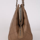 Chanel 1996 Dark Beige Caviar Turnlock Quilted Chain Tote