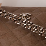 Chanel 1996 Dark Beige Caviar Turnlock Quilted Chain Tote