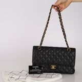 Chanel 1997 Black Caviar Medium Classic Double Flap Bag 24K GP