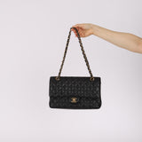 Chanel 1997 Black Caviar Medium Classic Double Flap Bag 24K GP