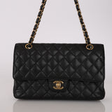 Chanel 1997 Black Caviar Medium Classic Double Flap Bag 24K GP