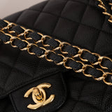 Chanel 1997 Black Caviar Medium Classic Double Flap Bag 24K GP