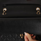 Chanel 1997 Black Caviar Medium Classic Double Flap Bag 24K GP