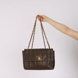 Chanel 1994 Chocolate Caviar Vertical Quilt Jumbo Single Flap 24K GP