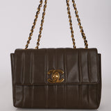 Chanel 1994 Chocolate Caviar Vertical Quilt Jumbo Single Flap 24K GP