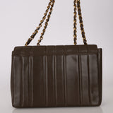 Chanel 1994 Chocolate Caviar Vertical Quilt Jumbo Single Flap 24K GP