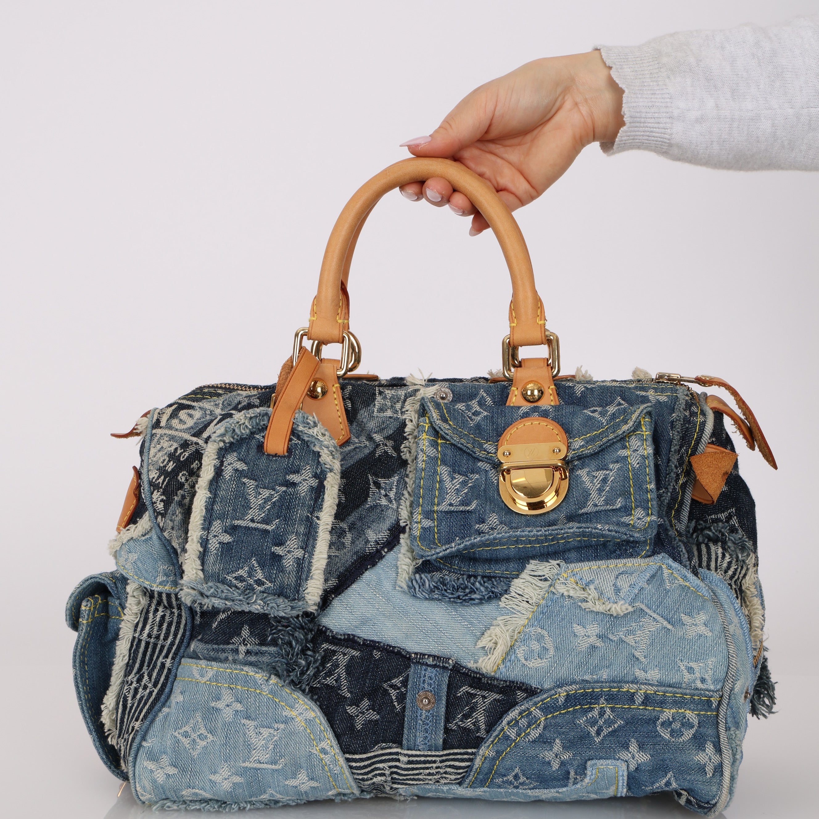Limited Edition Louis Vuitton 2007 Monogram Denim Patchwork Speedy