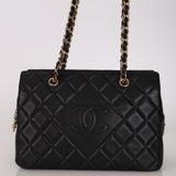 Chanel 2013 Black Lambskin Diamond CC Chain Tote