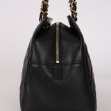 Chanel 2013 Black Lambskin Diamond CC Chain Tote
