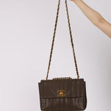 Chanel 1994 Chocolate Caviar Vertical Quilt Jumbo Single Flap 24K GP
