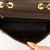 Chanel 1994 Chocolate Caviar Vertical Quilt Jumbo Single Flap 24K GP
