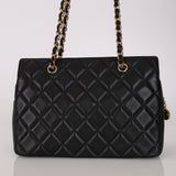 Chanel 2013 Black Lambskin Diamond CC Chain Tote