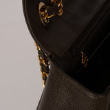 Chanel 1994 Chocolate Caviar Vertical Quilt Jumbo Single Flap 24K GP