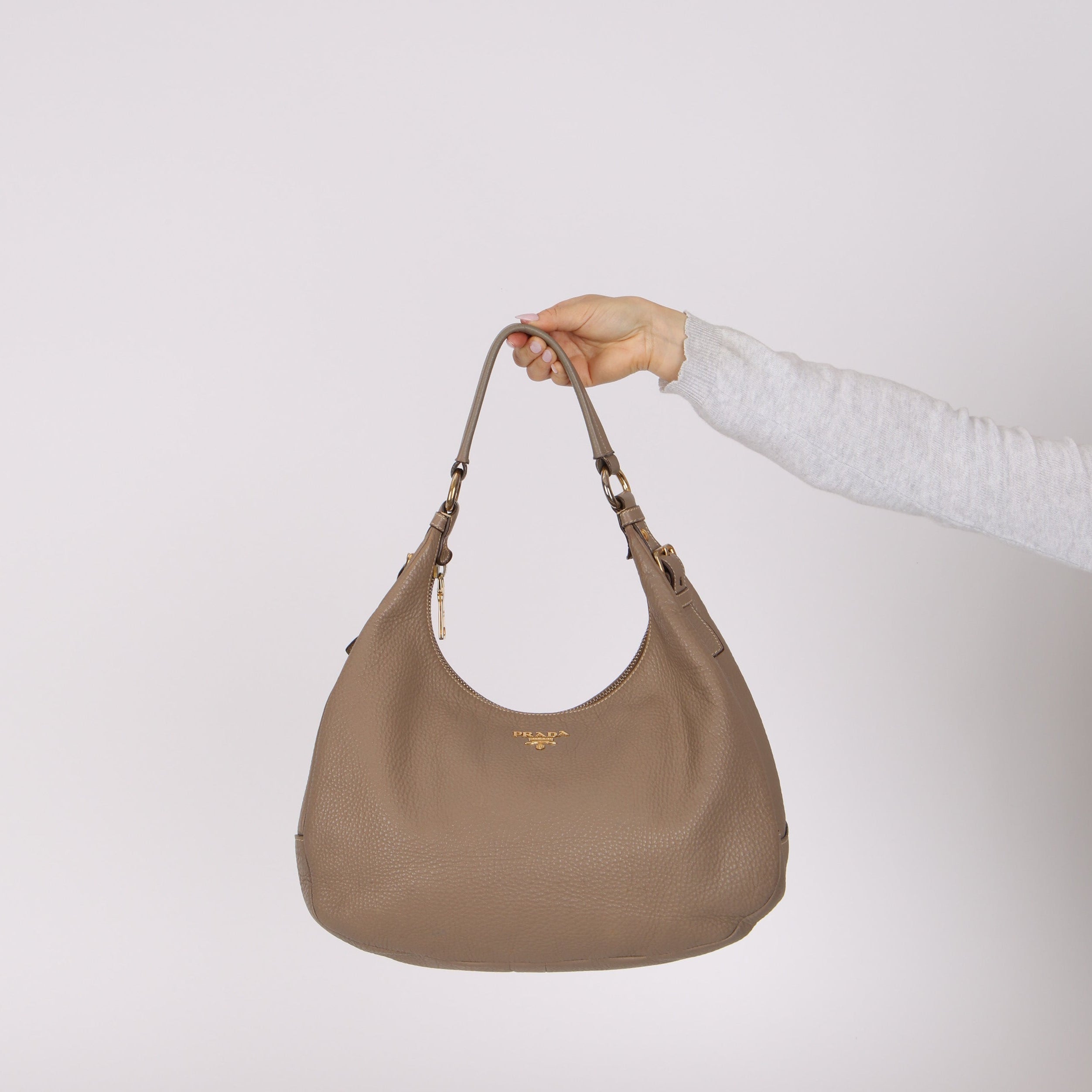 Prada Beige Leather Vitello Hobo