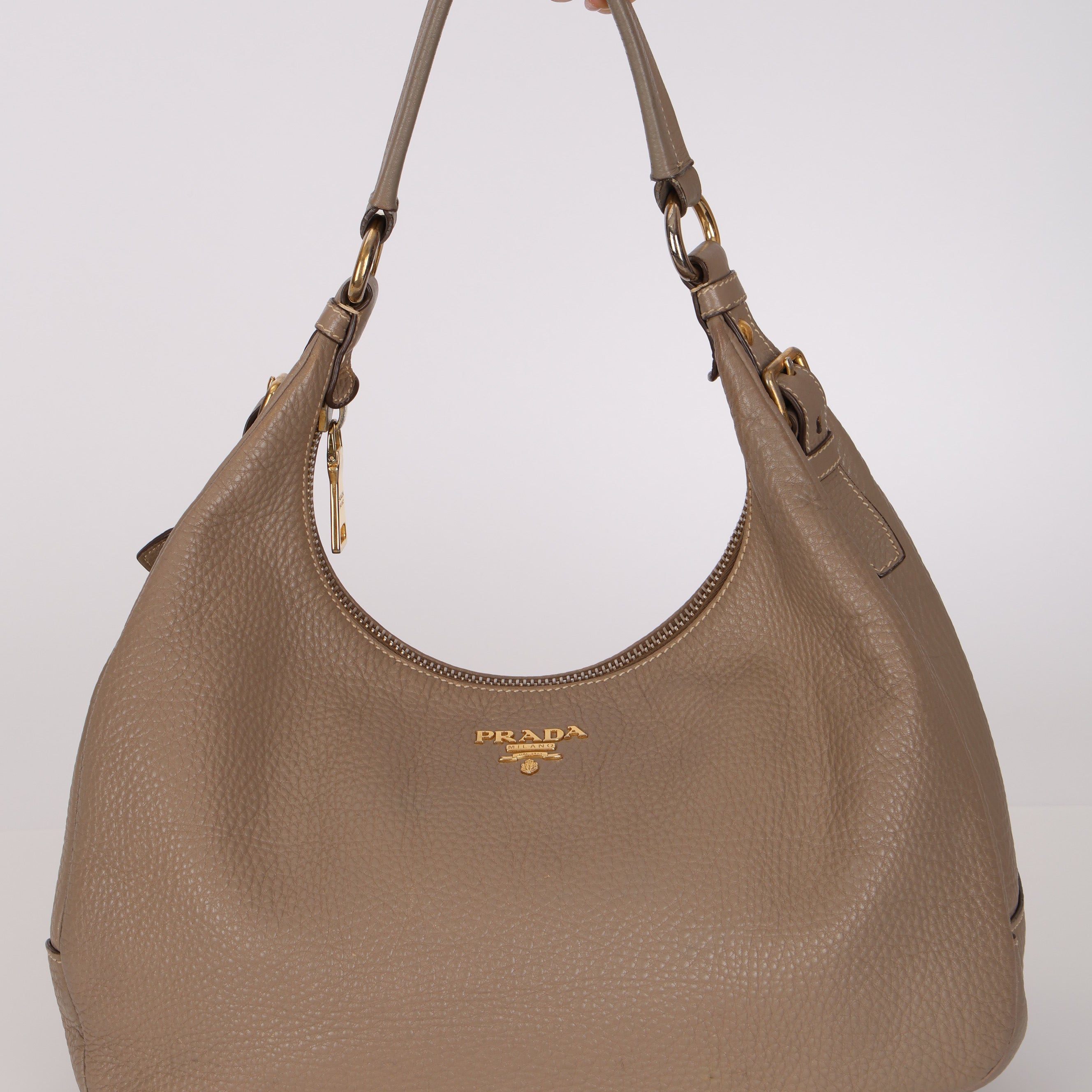 Prada Beige Leather Vitello Hobo