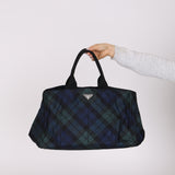 Prada Plaid Nylon Canapa Tote