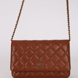 Chanel 2023 Toffee Brown Caviar Wallet on Chain GHW