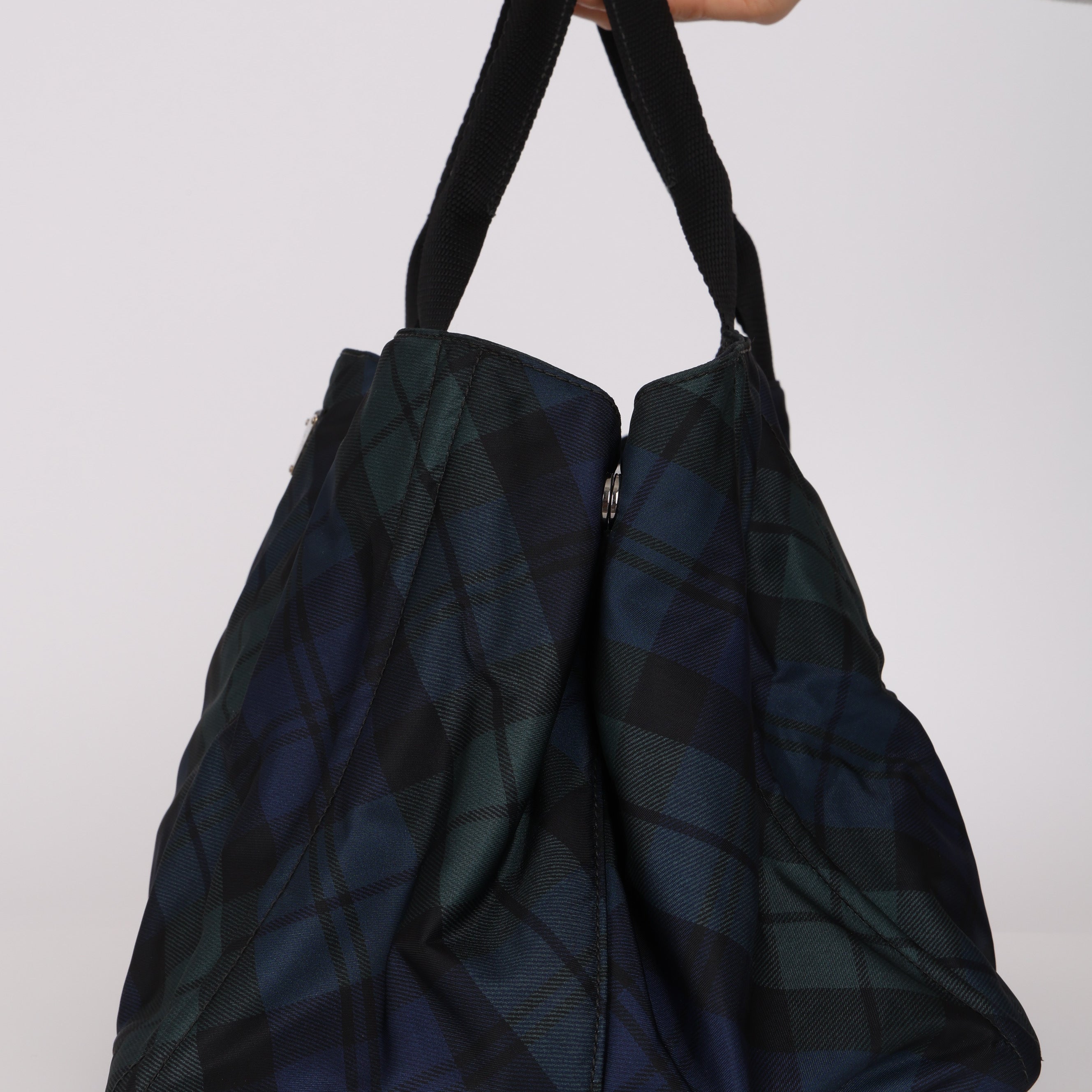 Prada Plaid Nylon Canapa Tote