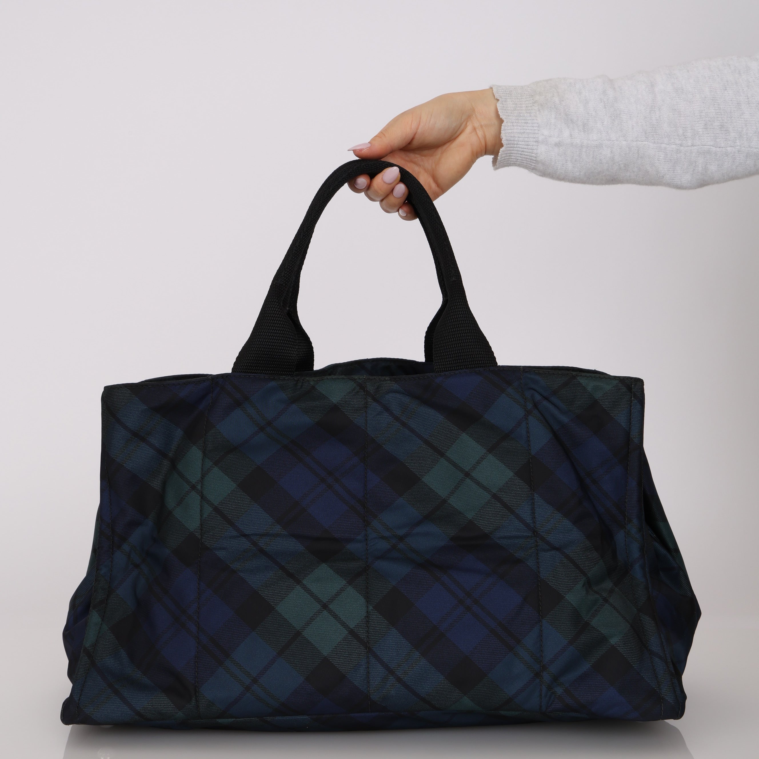Prada Plaid Nylon Canapa Tote