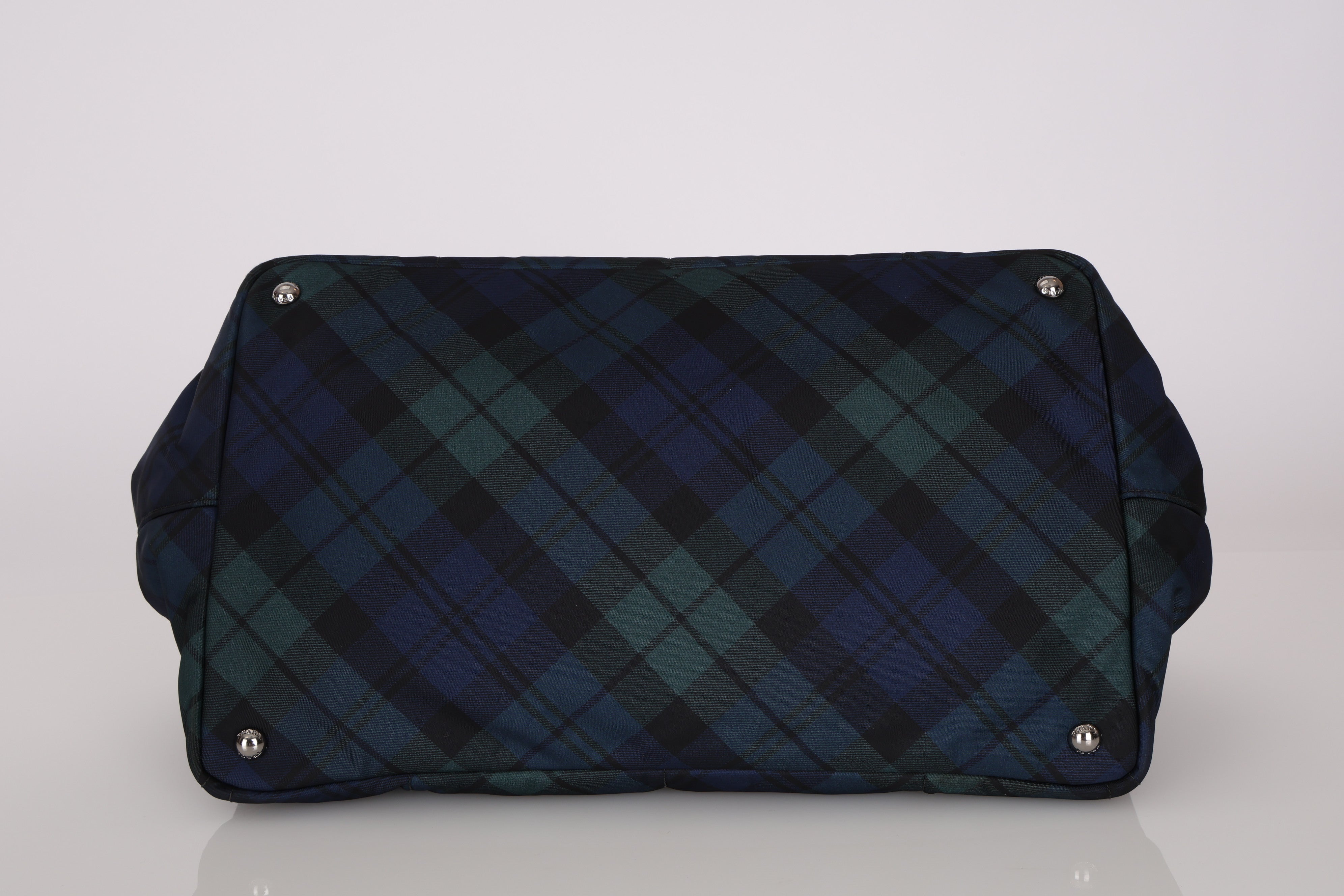 Prada Plaid Nylon Canapa Tote