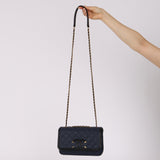 Chanel 2018 Navy Caviar Small CC Filigree Flap Bag