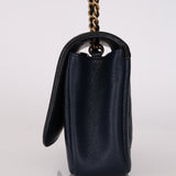 Chanel 2018 Navy Caviar Small CC Filigree Flap Bag