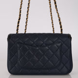 Chanel 2018 Navy Caviar Small CC Filigree Flap Bag