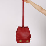 Rare Chanel 2010 Ruby Caviar Triple CC Bucket Bag