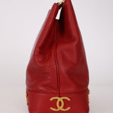 Rare Chanel 2010 Ruby Caviar Triple CC Bucket Bag