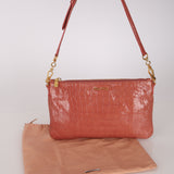 Miu Miu Peach Vernice Croc Embossed Shoulder Bag