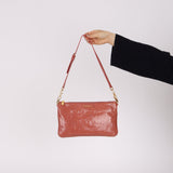 Miu Miu Peach Vernice Croc Embossed Shoulder Bag