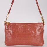 Miu Miu Peach Vernice Croc Embossed Shoulder Bag