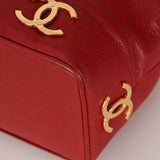 Rare Chanel 2010 Ruby Caviar Triple CC Bucket Bag