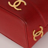 Rare Chanel 2010 Ruby Caviar Triple CC Bucket Bag