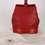 Rare Chanel 2010 Ruby Caviar Triple CC Bucket Bag