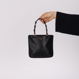 Prada Black Nappa Lambskin Buckle Shopper Tote