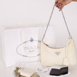 Prada Re-Edition Shoulder Bag White Nylon 2005
