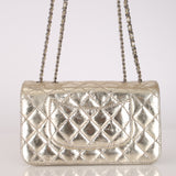 Chanel 2012 Metallic Champagne Crinkled Calfskin Accordion Small Clam Flap