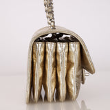 Chanel 2012 Metallic Champagne Crinkled Calfskin Accordion Small Clam Flap