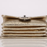 Chanel 2012 Metallic Champagne Crinkled Calfskin Accordion Small Clam Flap