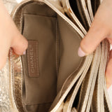 Chanel 2012 Metallic Champagne Crinkled Calfskin Accordion Small Clam Flap