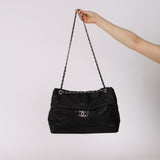 Chanel 2011 Black Calfskin Jumbo Flap Bag