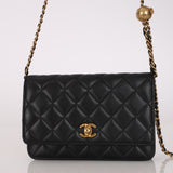 Chanel 2022 Lambskin Pearl Crush Turnlock Wallet on Chain AGHW