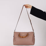 Gucci Taupe Calfskin Bamboo Shopper Medium Boston Bag