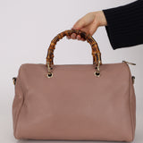Gucci Taupe Calfskin Bamboo Shopper Medium Boston Bag