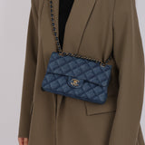 Chanel 2022 Quilted Trompe L'oeil Denim Small Classic Flap GHW