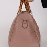 Gucci Taupe Calfskin Bamboo Shopper Medium Boston Bag